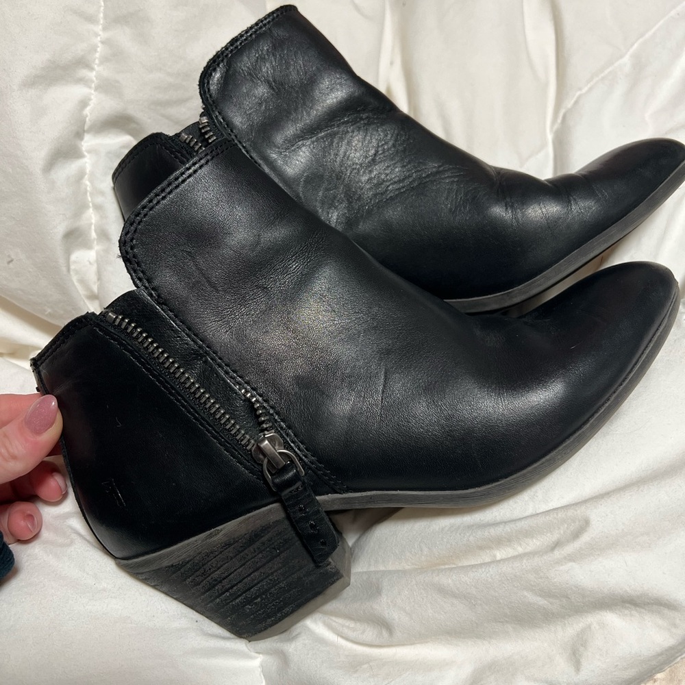 Frye Black Leather Ankle Booties